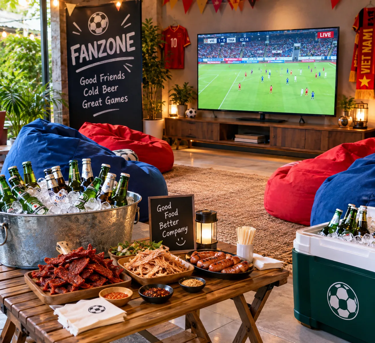thiết kế fanzone cho bố xem bóng đá